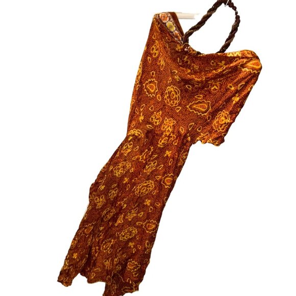 Poupette St. Barth Other - Poupette St. Barth Island indonesian Batik brown orange halter dress cov…